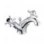 JTP Grosvenor Basin Mixer Tap with Pop Up Waste Pinch Handle - Chrome/Black