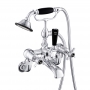JTP Grosvenor Pinch Wall Mounted Bath Shower Mixer Tap with Shower Kit - Chrome/Black