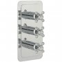 JTP Grosvenor Cross Vertical Thermostatic Concealed 3 Outlets Shower Valve Triple Handle - Chrome/White