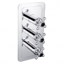 JTP Grosvenor Cross Vertical Thermostatic Concealed 2 Outlets Shower Valve Triple Handle - Chrome/Black