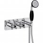 JTP Grosvenor Cross Thermostatic Concealed Shower Valve Dual Cross Handle with Handset - Chrome/Black