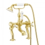 JTP Grosvenor Pillar Mounted Bath Shower Mixer Tap Cross Handle with Kit - Brushed Brass