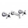 JTP Grosvenor 3-Hole Wall Mounted Basin Mixer Tap Cross Handle - Chrome/Black