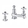 JTP Grosvenor 3-Hole Deck Mounted Basin Mixer Tap Cross Handle - Chrome/Black