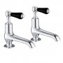 JTP Grosvenor Long Nose Basin Taps Pair Lever Handle - Chrome/Black