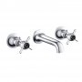 JTP Grosvenor 3-Hole Wall Mounted Basin Mixer Tap Pinch Handle - Chrome/Black