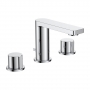 JTP Hugo 3-Hole Deck Mounted Basin Mixer Tap with Pop Up Waste - Chrome