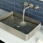 JTP Inox 3-Hole Wall Mounted Basin Mixer Tap - Matt Stainless Steel