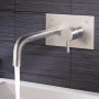 JTP Inox 2-Hole Wall Mounted Basin Mixer Tap with Backplate - Matt Stainless Steel