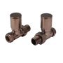 JTP Straight Radiator Valve Pair Pack - Brushed Bronze