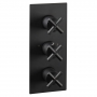 JTP Solex Vertical Thermostatic Concealed 3 Outlet Shower Valve Triple Handle - Matt Black