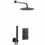 JTP Vos Thermostatic Dual Concealed Mixer Shower with Shower Handset + Fixed Head - Matt Black