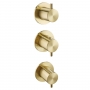 JTP Vos Modular Vertical Thermostatic Concealed 2 Outlet Shower Valve Triple Handle - Brushed Brass