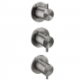 JTP Vos Modular Vertical Thermostatic Concealed 3 Outlet Shower Valve Triple Handle - Brushed Black