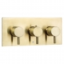 JTP Vos Horizontal Thermostatic Concealed 2 Outlets Shower Valve with Designer Handle - Brushed Brass