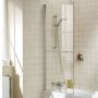 Signature Classic Single Panel Square Hinged Bath Screen with Towel Bar 1500mm H x 800mm W - 6mm Glass
