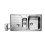 Leisure Albion 1.5 Bowl Stainless Steel Kitchen Sink with Aquaflow 1 Tap & Waste Kit 950mm L x 508mm W - Satin