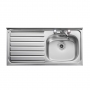 Leisure Contract 1.0 Bowl Stainless Steel Kitchen Sink with LH Drainer & Waste Kit 1000mm L x 500mm W - Satin