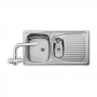 Leisure Euroline 1.5 Bowl Stainless Steel Kitchen Sink with Aquadrift Tap & Waste Kit 950mm L x 508mm W - Polished