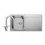 Leisure Seattle 1.0 Bowl Stainless Steel Kitchen Sink with Aquatwin Tap & Waste Kit 950mm L x 508mm W - Polished