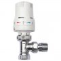 Prestige MaxTherm Style Angled Thermostatic Radiator Valve 15mm White/Chrome