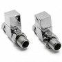 Prestige Square Straight Radiator Valves, 15mm, Pair, Chrome