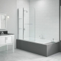 Merlyn Vivid Two Panel Curved Bath Screen with Rail 1500mm High x 1150mm Wide - 6mm Glass
