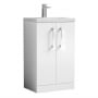Nuie Arno Compact Floor Standing 2-Door Vanity Unit with Polymarble Basin 500mm Wide - Gloss White