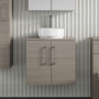 Arno Woodgrain 600mm 2-Door Wall Hung Vanity Unit with Countertop