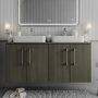 Arno Woodgrain Twin 1200mm 4-Door Wall Hung Vanity Unit with Countertop