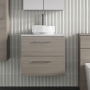 Arno Woodgrain 600mm 2-Drawer Wall Hung Vanity Unit with Countertop