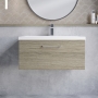 Arno Woodgrain 800mm 1-Drawer Wall Hung Vanity Unit