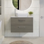 Arno Woodgrain 800mm 2-Drawer Wall Hung Vanity Unit with Countertop
