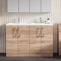 Arno Twin Woodgrain 1200mm 4-Door Floor Standing Vanity Unit
