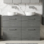 Arno Woodgrain Twin 1200mm 4-Drawer Floor Standing Vanity Unit with Countertop