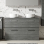 Arno Woodgrain Twin 1200mm 4-Drawer Floor Standing Vanity Unit with Countertop