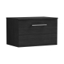 Nuie Arno Wall Hung 1-Drawer Vanity Unit with Worktop 600mm Wide - Charcoal Black