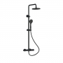 Nuie Arvan Round Thermostatic Bar Mixer Shower with Shower Kit and Fixed Head - Matt Black