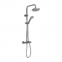 Nuie Arvan Round Thermostatic Bar Mixer Shower with Shower Kit and Fixed Head - Brushed Pewter