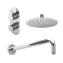 Nuie Arvan Thermostatic Twin Round Concealed Shower Valve with Fixed Head and Arm - Chrome