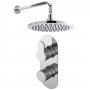 Nuie Arvan Twin Round Thermostatic Concealed Shower Valve with Fixed Head and Arm - Chrome