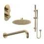 Nuie Arvan Thermostatic Twin Concealed Complete Mixer Shower with Diverter - Brushed Brass