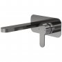 Nuie Arvan 2-Hole Wall Mounted Basin Mixer Tap with Plate - Brushed Pewter