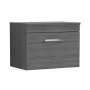 Nuie Athena Wall Hung 1-Drawer Vanity Unit and Worktop 600mm Wide - Anthracite Woodgrain
