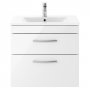 Nuie Athena Wall Hung 2-Drawer Vanity Unit with Basin-2 600mm Wide - Gloss White