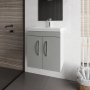 Nuie Athena Wall Hung 2-Door Vanity Unit with Basin-2 500mm Wide - Gloss Grey Mist