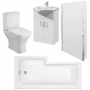 Nuie Ava Complete Furniture Suite with Vanity Unit and L-Shaped Shower Bath 1700mm RH
