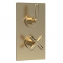 Nuie Aztec Thermostatic Concealed Shower Valve Dual Handle - Brushed Brass