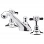 Nuie Beaumont 3-Hole Basin Mixer Tap Deck Mounted with Pop Up Waste - Chrome