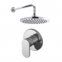 Nuie Binsey Round Manual Concealed Shower Valve with Fixed Head and Arm - Chrome